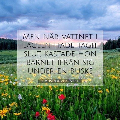 Picture 07 - 1 Mosebok 21:15 SV1917 - Men när vattnet i lägeln hade tagit slut, - Bible Verse Picture