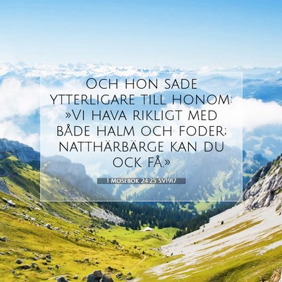 Picture 07 - 1 Mosebok 24:25 SV1917 - Och hon sade ytterligare till honom: »Vi hava - Bible Verse Picture