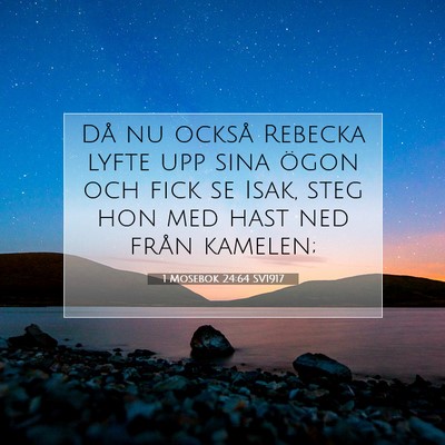 Picture 07 - 1 Mosebok 24:64 SV1917 - Då nu också Rebecka lyfte upp sina ögon och - Bible Verse Picture