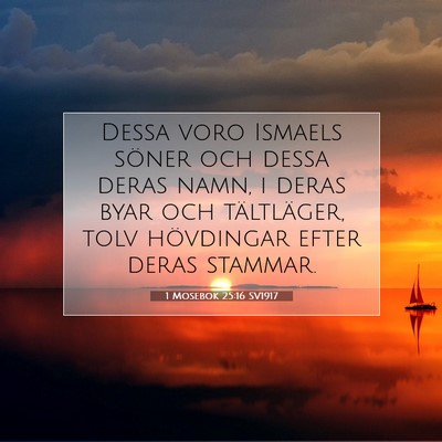 Picture 07 - 1 Mosebok 25:16 SV1917 - Dessa voro Ismaels söner och dessa deras namn, i - Bible Verse Picture