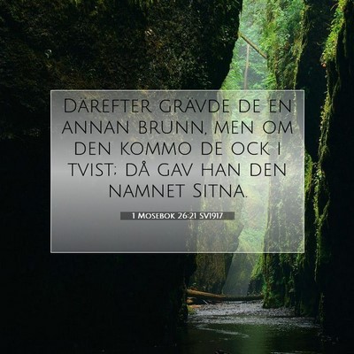 Picture 07 - 1 Mosebok 26:21 SV1917 - Därefter grävde de en annan brunn, men om den - Bible Verse Picture