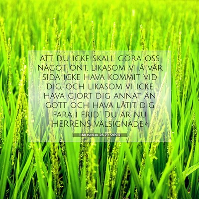 Picture 07 - 1 Mosebok 26:29 SV1917 - att du icke skall göra oss något ont, likasom - Bible Verse Picture