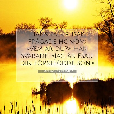 Picture 07 - 1 Mosebok 27:32 SV1917 - Hans fader Isak frågade honom: »Vem är du?» - Bible Verse Picture