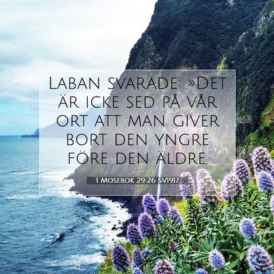Picture 07 - 1 Mosebok 29:26 SV1917 - Laban svarade: »Det är icke sed på vår ort - Bible Verse Picture