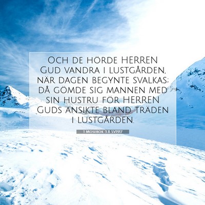 Picture 07 - 1 Mosebok 3:8 SV1917 - Och de hörde HERREN Gud vandra i lustgården, - Bible Verse Picture