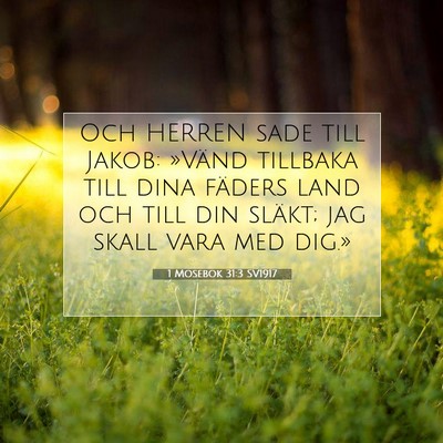 Picture 07 - 1 Mosebok 31:3 SV1917 - Och HERREN sade till Jakob: »Vänd tillbaka till - Bible Verse Picture
