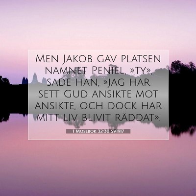Picture 07 - 1 Mosebok 32:30 SV1917 - Men Jakob gav platsen namnet Peniel, »ty», sade - Bible Verse Picture