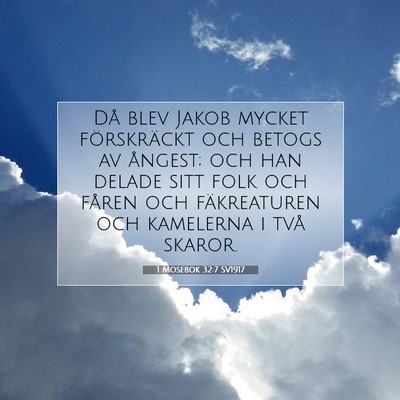 Picture 07 - 1 Mosebok 32:7 SV1917 - Då blev Jakob mycket förskräckt och betogs av - Bible Verse Picture