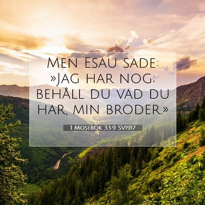 Picture 07 - 1 Mosebok 33:9 SV1917 - Men Esau sade: »Jag har nog; behåll du vad du - Bible Verse Picture