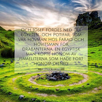 Picture 07 - 1 Mosebok 39:1 SV1917 - Och Josef fördes ned till Egypten; och Potifar, - Bible Verse Picture