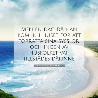 Picture 07 - 1 Mosebok 39:11 SV1917 - Men en dag då han kom in i huset för att - Bible Verse Picture