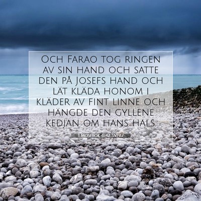 Picture 07 - 1 Mosebok 41:42 SV1917 - Och Farao tog ringen av sin hand och satte den - Bible Verse Picture