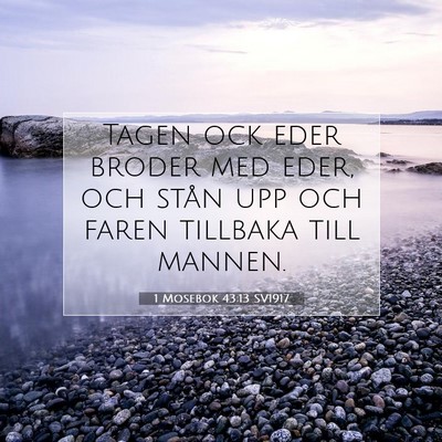Picture 07 - 1 Mosebok 43:13 SV1917 - Tagen ock eder broder med eder, och stån upp och - Bible Verse Picture