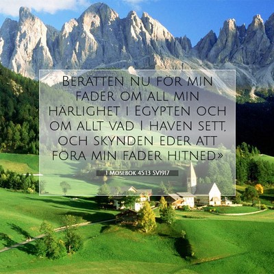 Picture 07 - 1 Mosebok 45:13 SV1917 - Berätten nu för min fader om all min härlighet - Bible Verse Picture