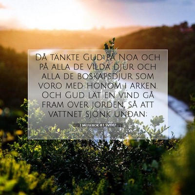 Picture 07 - 1 Mosebok 8:1 SV1917 - Då tänkte Gud på Noa och på alla de vilda - Bible Verse Picture