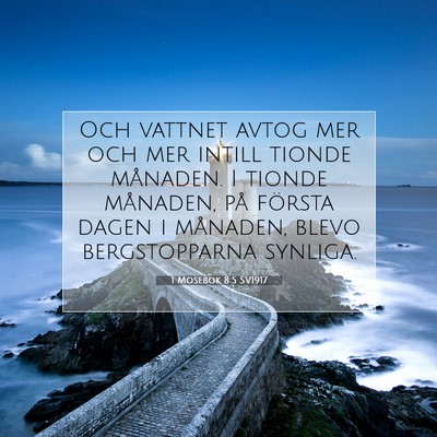 Picture 07 - 1 Mosebok 8:5 SV1917 - Och vattnet avtog mer och mer intill tionde - Bible Verse Picture