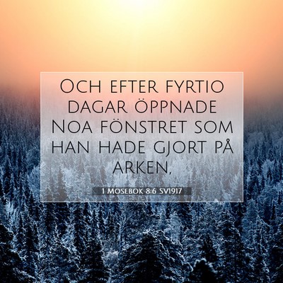 Picture 07 - 1 Mosebok 8:6 SV1917 - Och efter fyrtio dagar öppnade Noa fönstret som - Bible Verse Picture