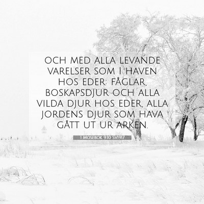 Picture 07 - 1 Mosebok 9:10 SV1917 - och med alla levande varelser som I haven hos - Bible Verse Picture