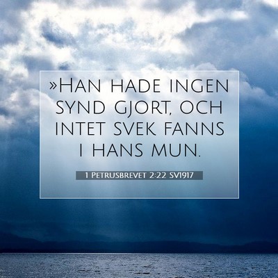 Picture 07 - 1 Petrusbrevet 2:22 SV1917 - »Han hade ingen synd gjort, och intet svek fanns - Bible Verse Picture