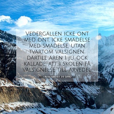 Picture 07 - 1 Petrusbrevet 3:9 SV1917 - Vedergällen icke ont med ont, icke smädelse med - Bible Verse Picture