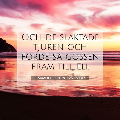 Picture 07 - 1 Samuelsboken 1:25 SV1917 - Och de slaktade tjuren och förde så gossen fram - Bible Verse Picture