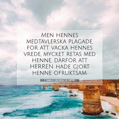 Picture 07 - 1 Samuelsboken 1:6 SV1917 - Men hennes medtävlerska plägade, för att - Bible Verse Picture