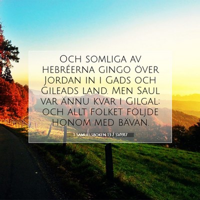 Picture 07 - 1 Samuelsboken 13:7 SV1917 - Och somliga av hebréerna gingo över Jordan in i - Bible Verse Picture