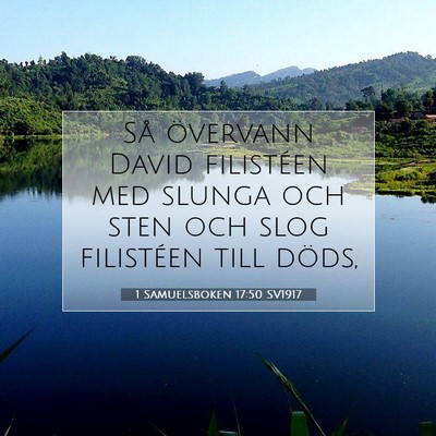Picture 07 - 1 Samuelsboken 17:50 SV1917 - Så övervann David filistéen med slunga och - Bible Verse Picture