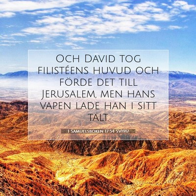 Picture 07 - 1 Samuelsboken 17:54 SV1917 - Och David tog filistéens huvud och förde det - Bible Verse Picture