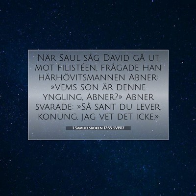 Picture 07 - 1 Samuelsboken 17:55 SV1917 - När Saul såg David gå ut mot filistéen, - Bible Verse Picture