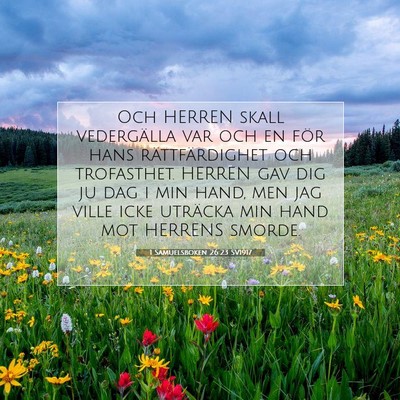 Picture 07 - 1 Samuelsboken 26:23 SV1917 - Och HERREN skall vedergälla var och en för hans - Bible Verse Picture