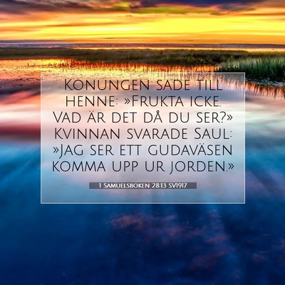 Picture 07 - 1 Samuelsboken 28:13 SV1917 - Konungen sade till henne: »Frukta icke. Vad är - Bible Verse Picture