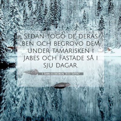 Picture 07 - 1 Samuelsboken 31:13 SV1917 - Sedan togo de deras ben och begrovo dem under - Bible Verse Picture