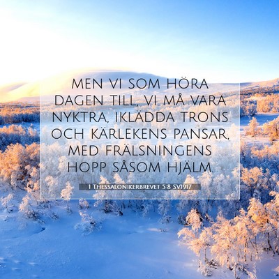 Picture 07 - 1 Thessalonikerbrevet 5:8 SV1917 - men vi som höra dagen till, vi må vara nyktra, - Bible Verse Picture