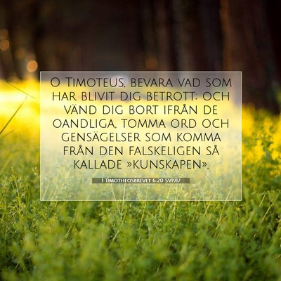 Picture 07 - 1 Timotheosbrevet 6:20 SV1917 - O Timoteus, bevara vad som har blivit dig - Bible Verse Picture