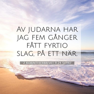 Picture 07 - 2 Korinthierbrevet 11:24 SV1917 - Av judarna har jag fem gånger fått fyrtio slag, - Bible Verse Picture