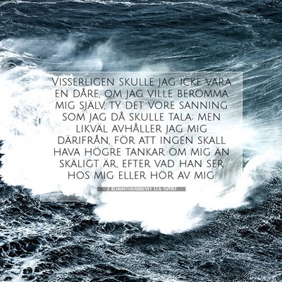 Picture 07 - 2 Korinthierbrevet 12:6 SV1917 - Visserligen skulle jag icke vara en dåre, om jag - Bible Verse Picture