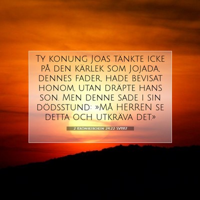 Picture 07 - 2 Krönikeboken 24:22 SV1917 - Ty konung Joas tänkte icke på den kärlek som - Bible Verse Picture