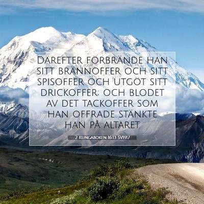 Picture 07 - 2 Kungaboken 16:13 SV1917 - Därefter förbrände han sitt brännoffer och - Bible Verse Picture