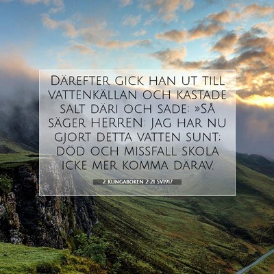Picture 07 - 2 Kungaboken 2:21 SV1917 - Därefter gick han ut till vattenkällan och - Bible Verse Picture