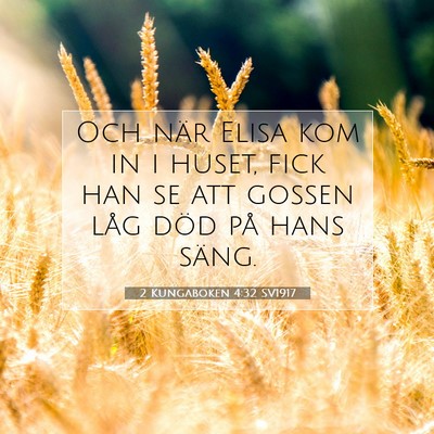 Picture 07 - 2 Kungaboken 4:32 SV1917 - Och när Elisa kom in i huset, fick han se att - Bible Verse Picture