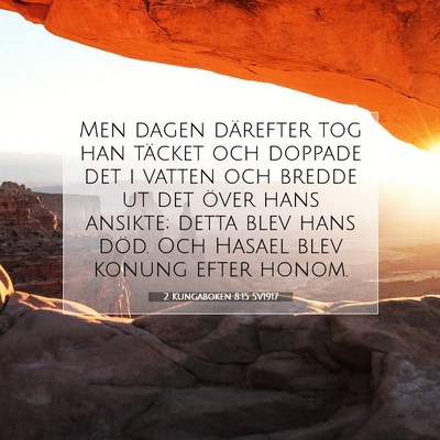 Picture 07 - 2 Kungaboken 8:15 SV1917 - Men dagen därefter tog han täcket och doppade - Bible Verse Picture