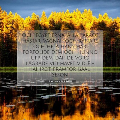 Picture 07 - 2 Mosebok 14:9 SV1917 - Och egyptierna, alla Faraos hästar, vagnar och - Bible Verse Picture