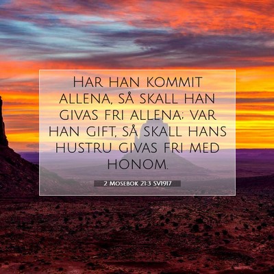 Picture 07 - 2 Mosebok 21:3 SV1917 - Har han kommit allena, så skall han givas fri - Bible Verse Picture