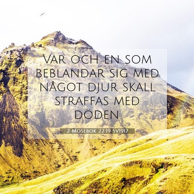 Picture 07 - 2 Mosebok 22:19 SV1917 - Var och en som beblandar sig med något djur - Bible Verse Picture