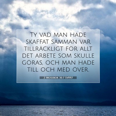 Picture 07 - 2 Mosebok 36:7 SV1917 - Ty vad man hade skaffat samman var tillräckligt - Bible Verse Picture