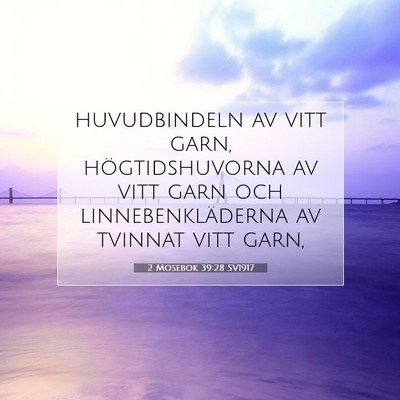Picture 07 - 2 Mosebok 39:28 SV1917 - huvudbindeln av vitt garn, högtidshuvorna av - Bible Verse Picture
