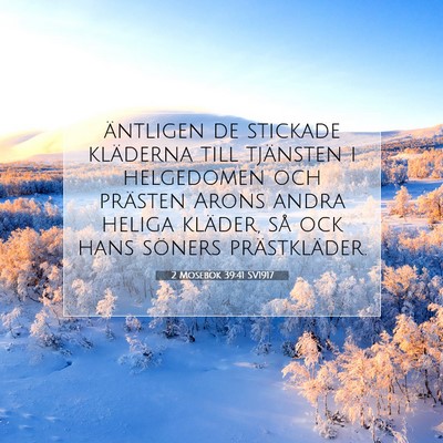 Picture 07 - 2 Mosebok 39:41 SV1917 - äntligen de stickade kläderna till tjänsten i - Bible Verse Picture