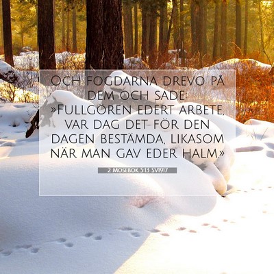 Picture 07 - 2 Mosebok 5:13 SV1917 - Och fogdarna drevo på dem och sade: »Fullgören - Bible Verse Picture