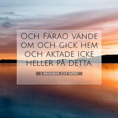 Picture 07 - 2 Mosebok 7:23 SV1917 - Och Farao vände om och gick hem och aktade icke - Bible Verse Picture